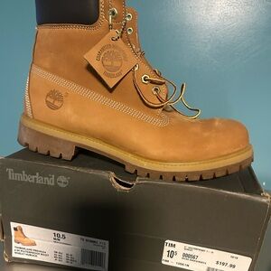 Timberland Men's Wheat Nubuck Work Boot with Black Collar